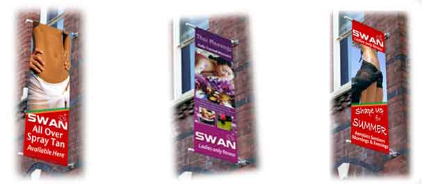 Vinyl dropdown promotional banners, easy to attach to outside any building
