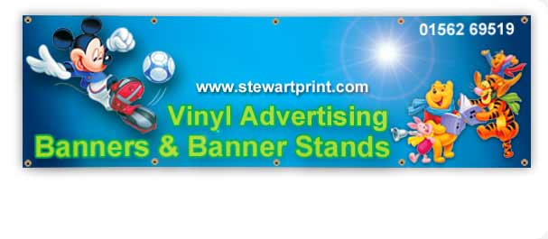 Vinyl banners printed for your advertising campaign, for use indoors or outdoors with UV resistant inks, also available in a Biodegradable format